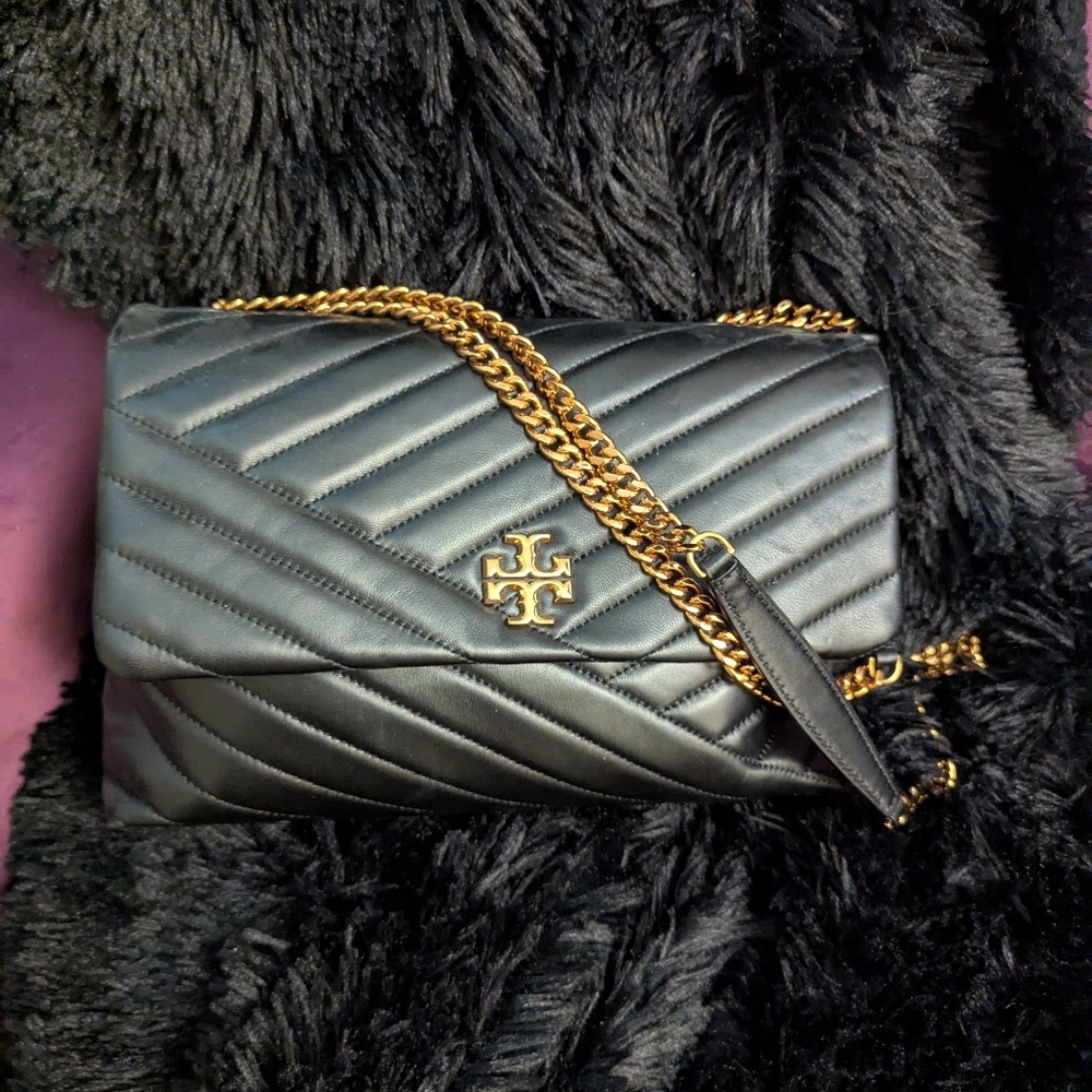 Tory Burch Black Quilted Shoulder Bag Kira Large